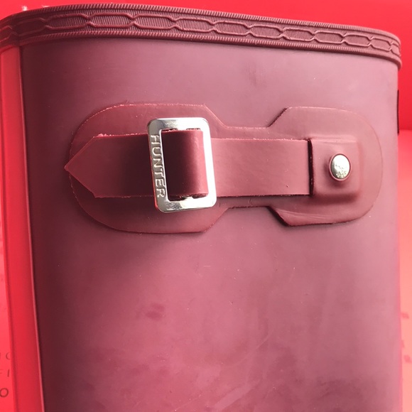 BNIB Hunter Original Stripe Rain Boots Damson / Bright Watermelon sz 8 - Picture 6 of 10